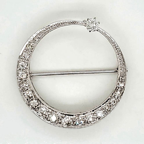 Art Deco Platinum and Yellow Gold Diamond Circle Brooch