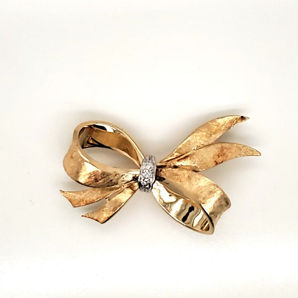 Vintage 14kt Yellow Gold and Diamond Brooch