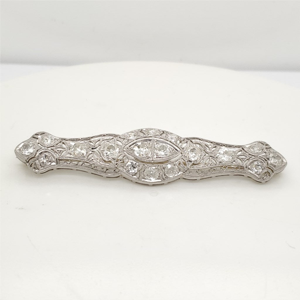 Art Deco Platinum and Diamond Filigree Brooch