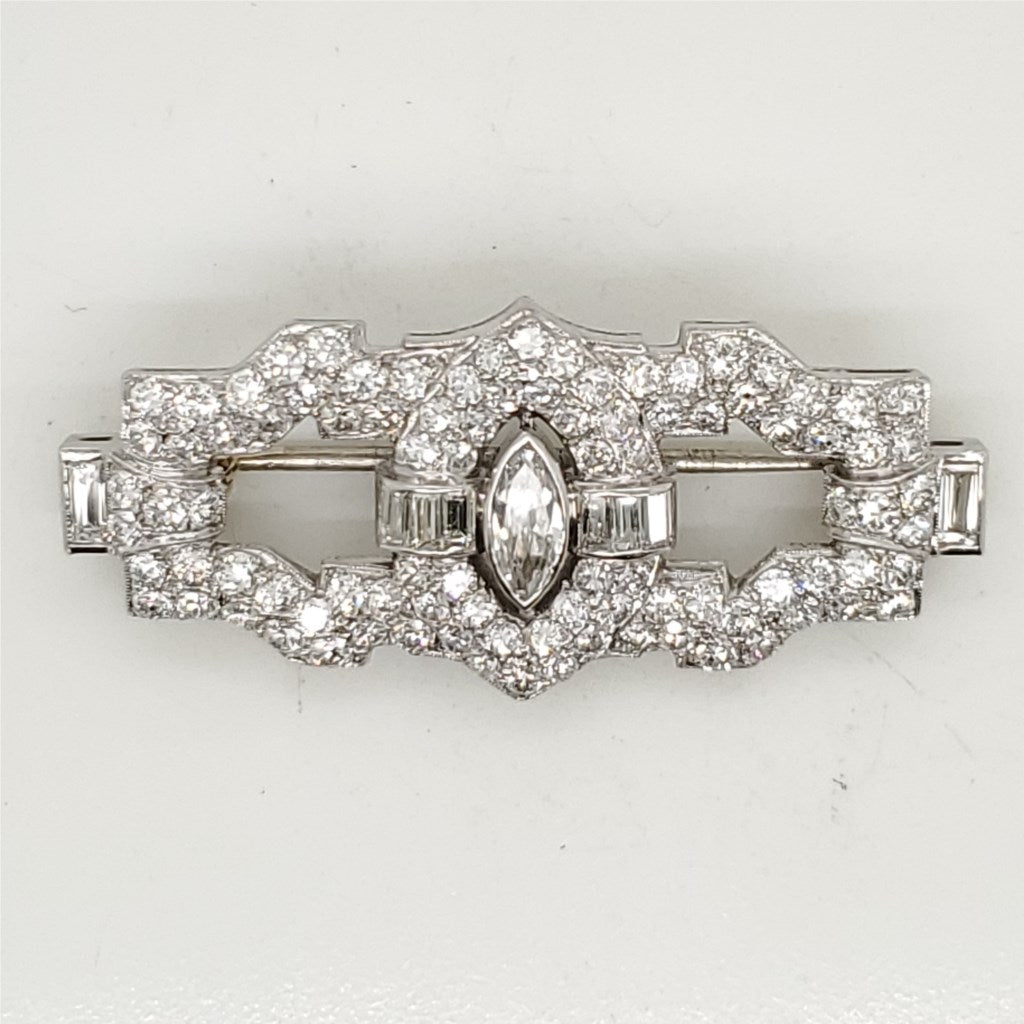 Art Deco Platinum and Diamond Brooch