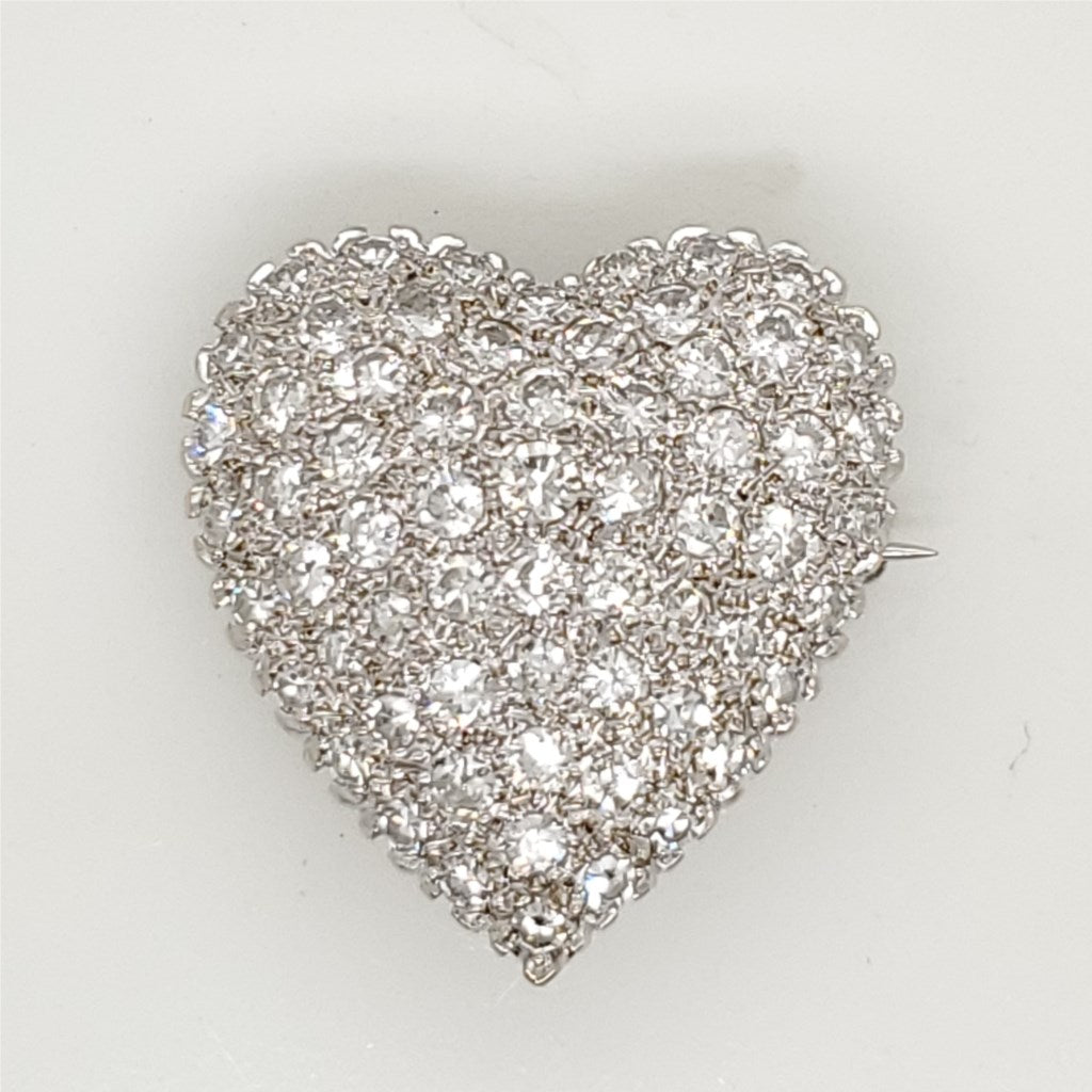 Vintage Diamond Heart Shaped Brooch and Pendant