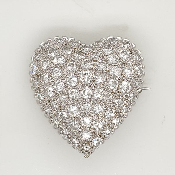 Vintage Diamond Heart Shaped Brooch and Pendant