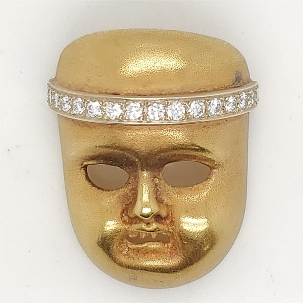 Kieselstein-Cord 18kt Yellow Gold and Diamond Baby Mask Brooch