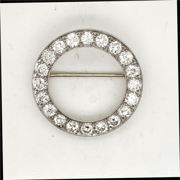 Art Deco Platinum and Diamond Circle Brooch