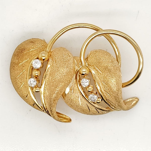 Vintage 18kt Yellow Gold and Diamond Floral Morif Brooch