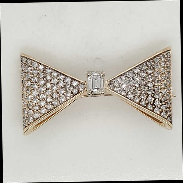 Vintage 14kt Yellow Gold Diamond Bowtie Brooch