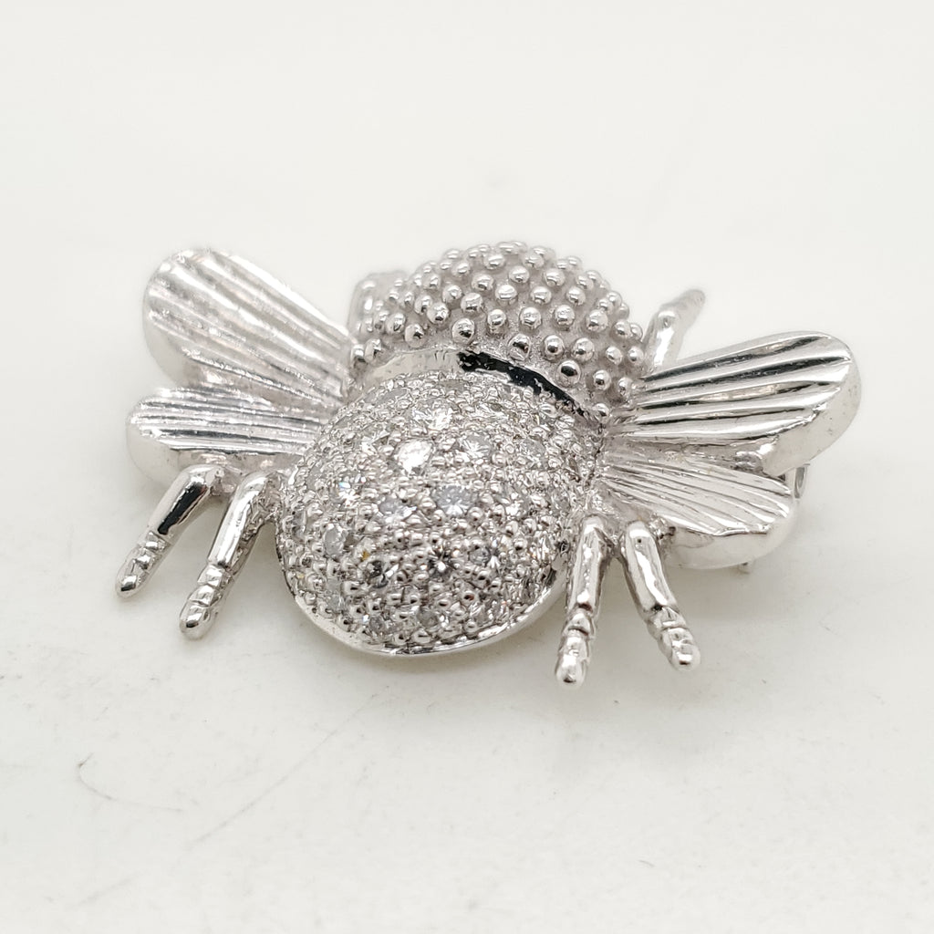 18Kt White Gold and Diamond Bee Pin