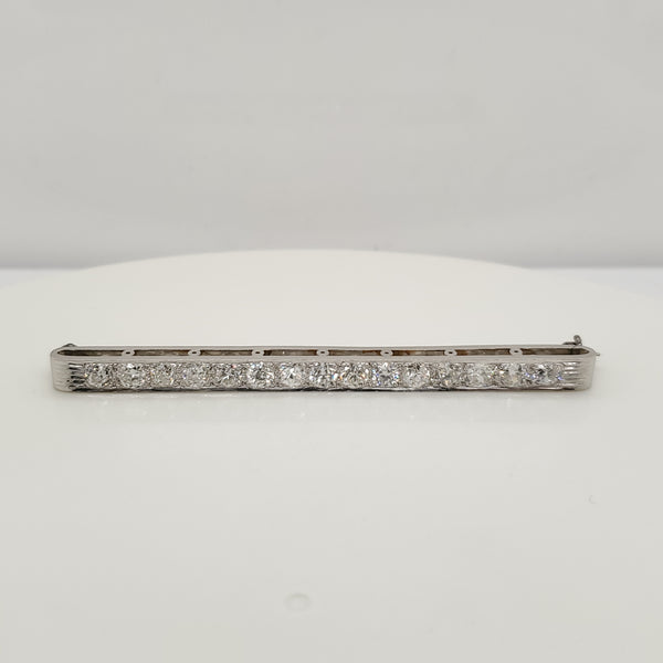Art Deco Elongated Platinum and Diamond Bar Pin