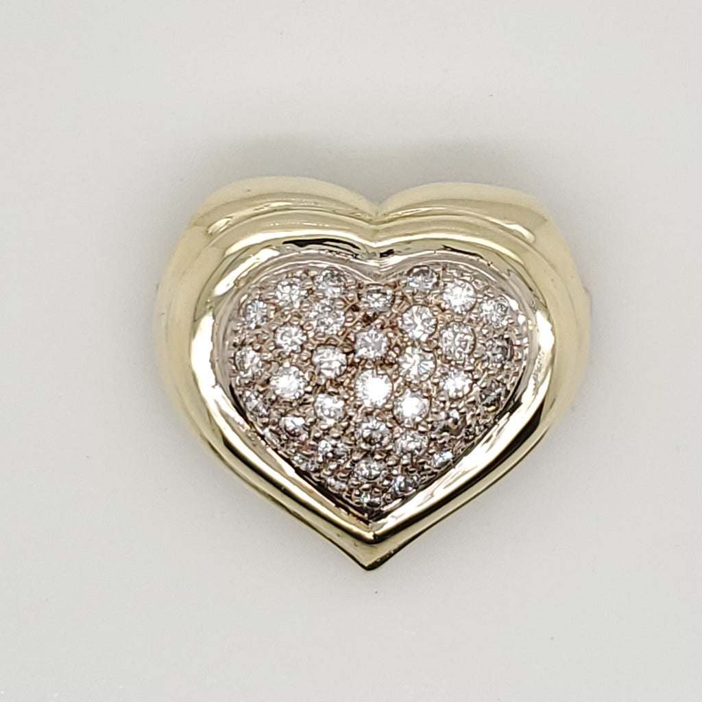 18kt Yellow Gold Diamond Heart Brooch Pendant