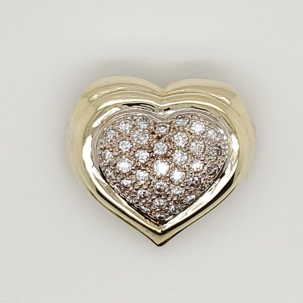 18kt Yellow Gold Diamond Heart Brooch Pendant