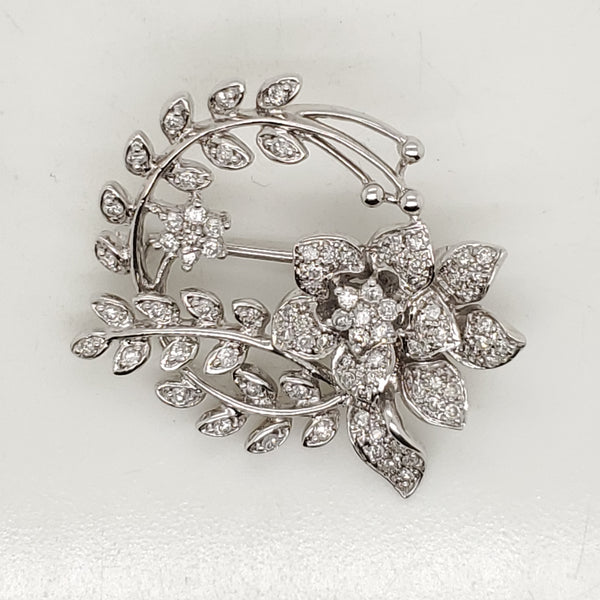 Modern Belle Epoch Edwardian Style Diamond Wreath Brooch