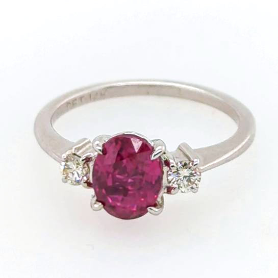 Three Stone Ruby Diamond Ring