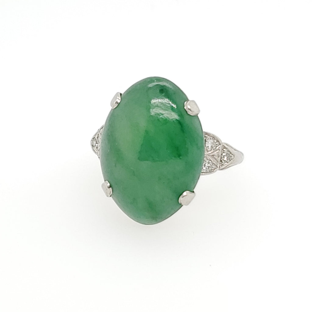 Art Deco Vintage Platinum Jadeite Deco Ring