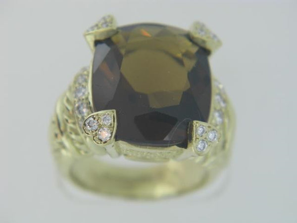 Judith Ripka 18Kt Gold Diamond And Smoky Topaz