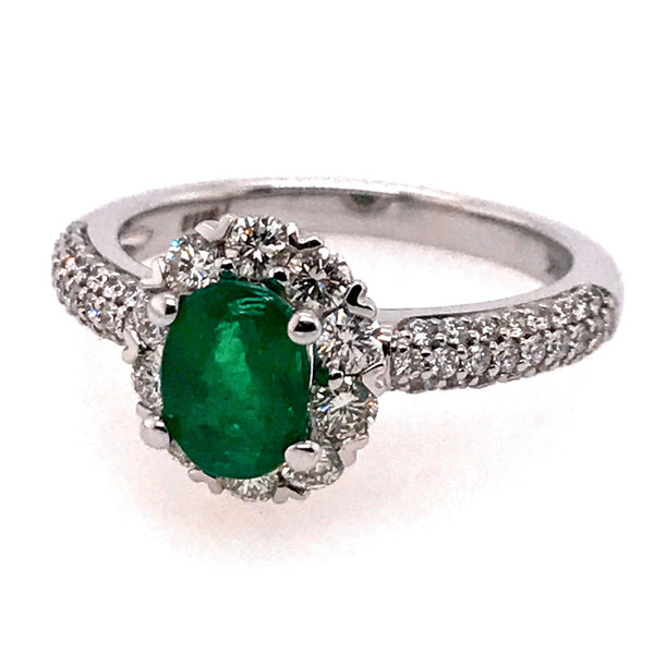 14kt white gold Emerald and Diamond Fana ring