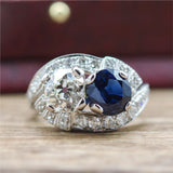 1950S Retro Sapphire & Diamond Fashion Ring