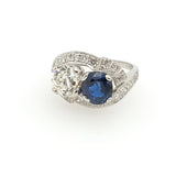 1950S Retro Sapphire & Diamond Fashion Ring