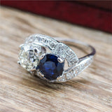 1950S Retro Sapphire & Diamond Fashion Ring