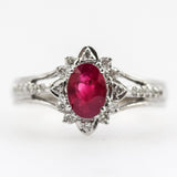 18Kt White Gold, Diamond & Ruby Ring