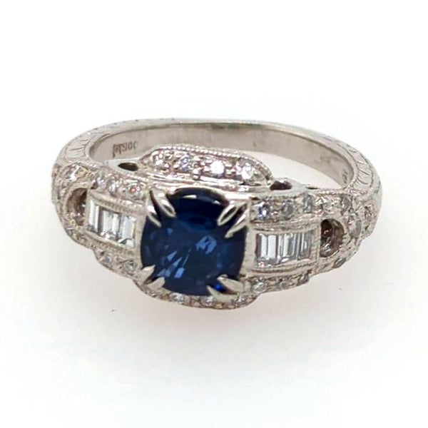 platinum, diamond and sapphire ring