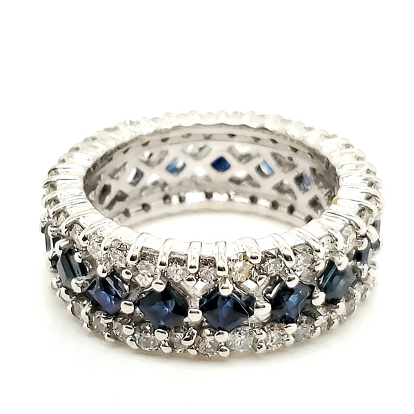 14kt white gold diamond and sapphire eternity style wedding band