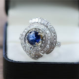 Rare 1940s-50s platinum, diamond & sapphire ring