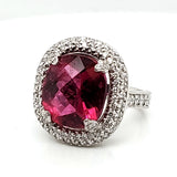 Platinum, diamond and 7.46 carat rubelite tourmaline ring