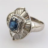 18kt white gold 3.51 carat sapphire & diamond ballerina ring