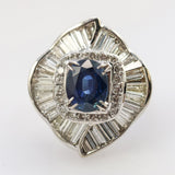 18kt white gold 3.51 carat sapphire & diamond ballerina ring