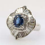 18kt white gold 3.51 carat sapphire & diamond ballerina ring