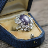 14kt White Gold Violet Star Sapphire & Diamond Ring