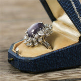 14kt White Gold Violet Star Sapphire & Diamond Ring