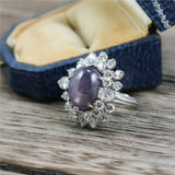 14kt White Gold Violet Star Sapphire & Diamond Ring