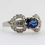 Vintage 1950s platinum, sapphire and diamond ring