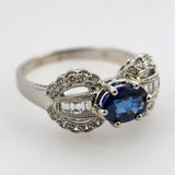 Vintage 1950s platinum, sapphire and diamond ring