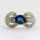 Vintage 1950s platinum, sapphire and diamond ring