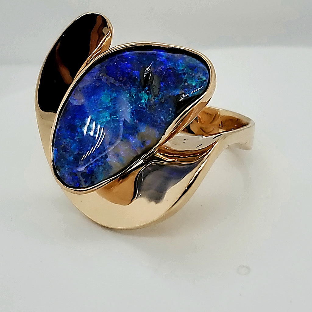 14kt Yellow Gold Large Bolder Opal Ring