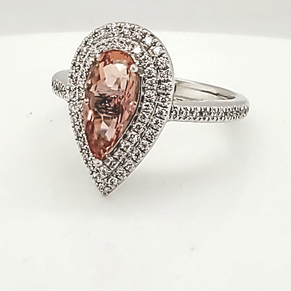 1.71 Carat Imperial Topaz 18Kt White Gold Diamond Ring