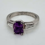 GIA Certified 1.71 Carat Natural No Heat Purple Sapphire and Diamond Platinum Ring