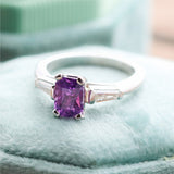 GIA Certified 1.71 Carat Natural No Heat Purple Sapphire and Diamond Platinum Ring