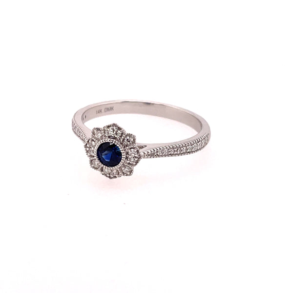 14Kt White Gold Sapphire And Diamond Ring