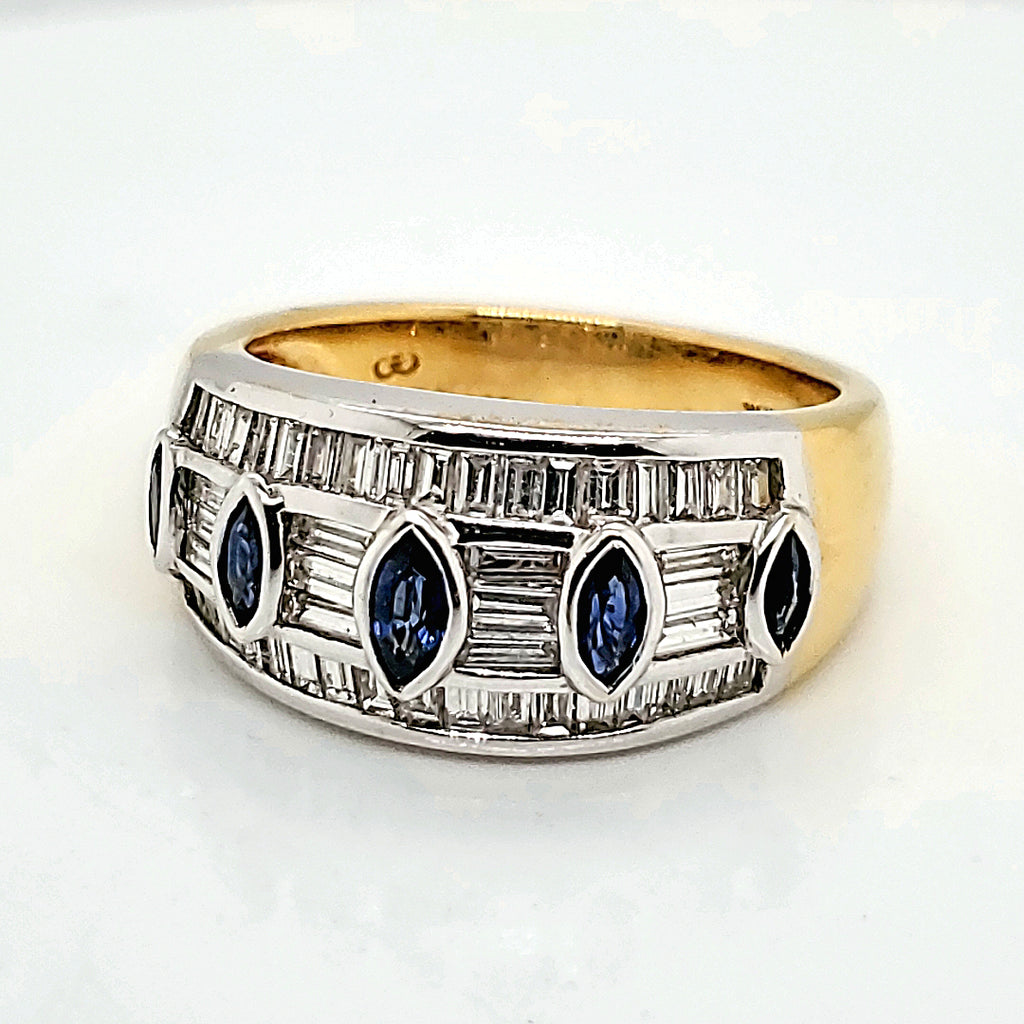 18kt White and Yellow Gold Sapphire and Diamond Ring