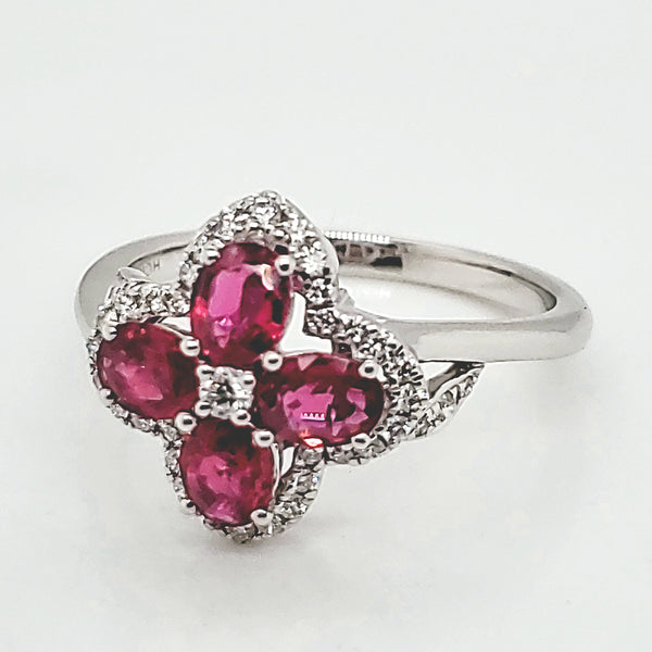 14kt White gold Ruby and Diamond Ring