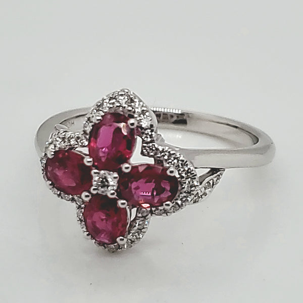 14kt White gold Ruby and Diamond Ring