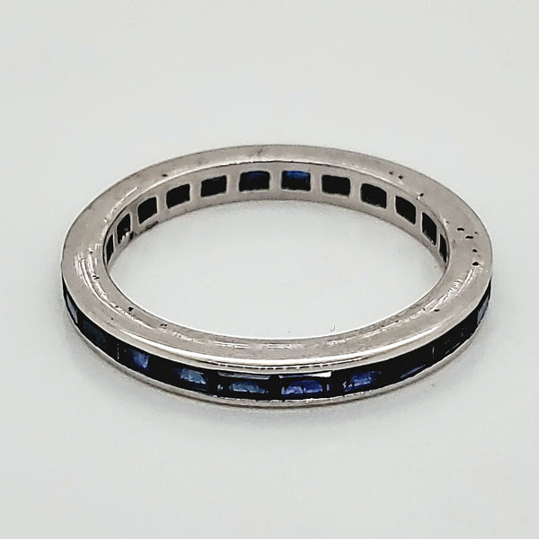 Platinum and Sapphire Eternity Style Wedding Band