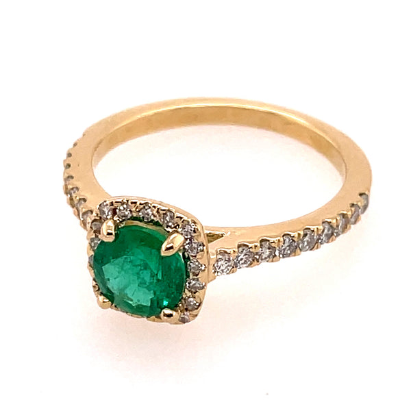 14kt Yellow Gold Emerald And Diamond Ring