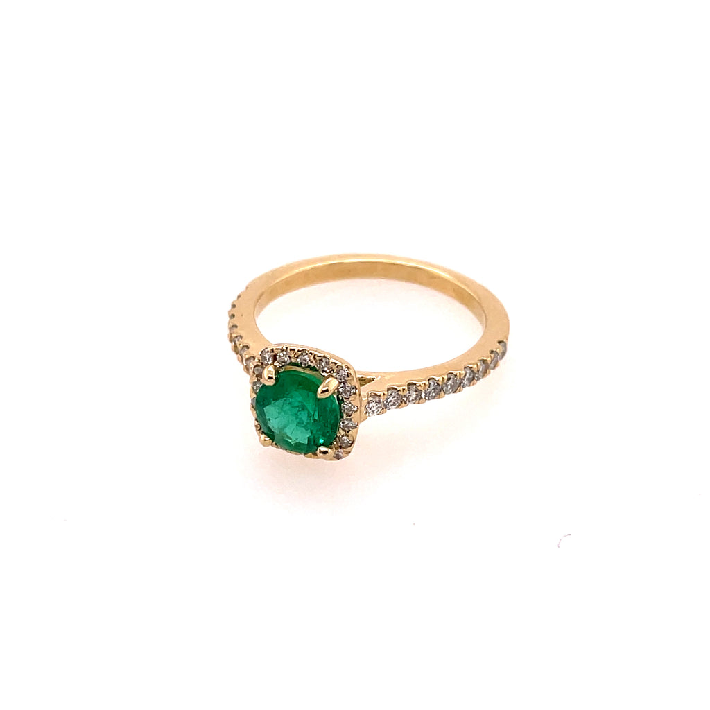 14kt Yellow Gold Emerald And Diamond Ring