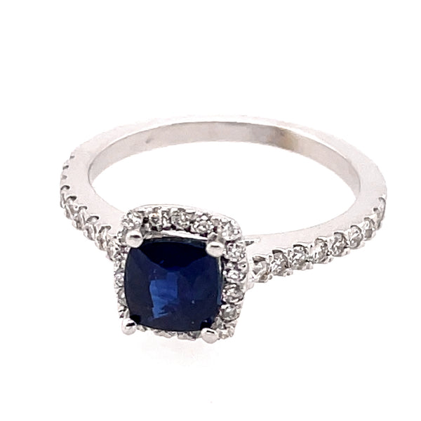 14kt White Gold Sapphire And Diamond Ring