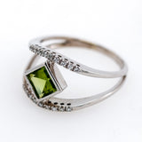 14kt White Gold Peridot and Diamond Ring