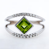 14kt White Gold Peridot and Diamond Ring